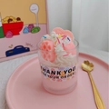 Pink strawberry chocolate soy candle with waffle and heart decor in a glass cup - Heart Waffle - Goji & Tarocco Blood Orange Scent