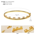 Elegant 17cm gold-plated copper bangle featuring rectangular zircon stones inlay - Thin Band Rectangle Stone (BS-J5548G) / Gold