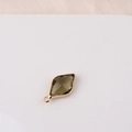 Detailed view of olive green marquise crystal pendant set in a golden metal frame - Olive Green (14#)