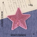 Pink sequin star patch for clothes, 9cm embroidered applique for hats and bags accessory - Pink