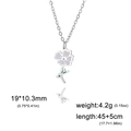 Stainless steel necklace with purple birth month flower pendant and size specifications - Steel Color - Poppy