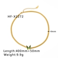 Dettaglio della collana farfalla verde con catena cubana da 4mm e dimensioni di 400mm - Oro 18K