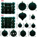Palle di Natale floccate verde scuro in dimensioni 4cm, 6cm e 8cm per decoro festa - Verde Scuro