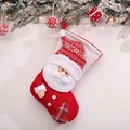 Grote gebreide kerstsok met 3D Kerstman figuur en handige ophanglus voor geschenken - Kerstman Stijl(F-W103)