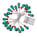 Green Christmas tree LED string lights with 20 pendants and battery box on white background - Christmas Tree