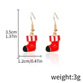 Christmas stocking earrings in red and gold enamel with 3.5cm drop length and 3g weight - Red and White Christmas Sock (D1102)