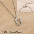 Silver stainless steel necklace with letter D pendant and beaded chain detail - Silver Letter D (KN286999-Z)