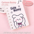 A7 Cute Bunny spiral notebook with white cartoon cover and 80 blank pages - Cute Rabbit (1731)