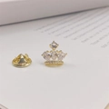 Elegant gold crown lapel pin featuring sparkling teardrop crystals and butterfly clutch back - Crown Style (90242A)