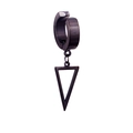 Black clip-on earring for men featuring a dangling geometric triangle pendant - Inverted Triangle Style