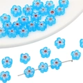 DIY jewelry 6mm blue millefiori flat flower glass beads for handmade bracelet design - Blue