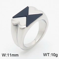 Anillo de acero de titanio plateado con triángulo de esmalte negro, 11 mm de ancho y 10g - US 7 / Plateado