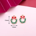 Christmas wreath alloy pendant with green enamel and red bow detail, 15mm size - 16# Wreath