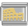 Silver stainless steel modular charm link with a golden Colosseum relief design - 0116-gold-plated Oil Tanker