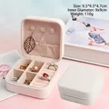 Portable cream white round velvet jewelry box with zipper and multi-slot interior organizer - Square PU Leather Zipper Style / Off White