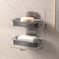 Double-layer wall-mounted soap holder in translucent grey plastic with drainage holes - Double Layer - Transparent Grey