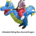 Blue inflatable triceratops ride-on costume for adults for Halloween parties - Blue Horned Dragon For Children To Ride / One Size