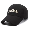 Unisex black baseball cap with Colorado embroidery and extended brim for sun protection - Black with Gold Embroidery