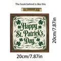 Square wooden St. Patrick's Day sign with green clover and 20cm dark wood frame - Wooden Frame Hanging Decor Happy St. Patrick's Day Clover