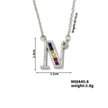 Silver letter N necklace with colorful cubic zirconia and clear pave crystals - Letter N Style (N00445-8)