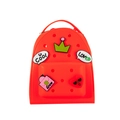 Bright orange silicone cartoon backpack with cute charms and bucket shape design - Watermelon red