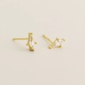 Elegante goldene S925 Silber Creolen mit geometrisch geschliffenem Zirkonia Stein - 925er Silber / Gold (Ohrstecker)