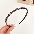 Minimalist black non-slip headband with dark purple and brown rhinestones - Purple