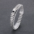 Pulsera de acero inoxidable plateado para hombre con cierre desplegable negro - Color Plata (KB182583-KJX)