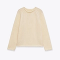 Minimalist cream round neck knit sweater with raglan long sleeves for women in autumn - S / Off White