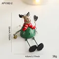Green metal reindeer Christmas ornament with red scarf and gold bell, 12cm height - Green Reindeer Hanging Ornament