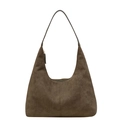 Brown frosted leather Hobo tote bag with wide strap for large capacity daily commuting - Green