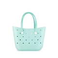 Waterproof mint green EVA beach tote bag with quilted texture and perforated design - Light Green
