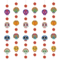 Mexican Day of the Dead colorful skull and floral hanging garlands for party decoration - 6 Strings Skull Flower Garland (J-0394)