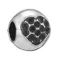Silver bead charm with black rhinestone heart pattern for DIY bracelets and necklaces - Pave Setting Heart Pendant