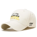Berretto da baseball in cotone lavato bianco crema con ricami e visiera strutturata - Beige Chiaro