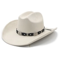 Classic wide brim cream faux suede fedora hat with ornate sunflower metal buckle band - M(56-58cm) / Beige