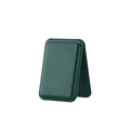Dark green leather MagSafe wallet stand with fine stitching for iPhone 16 magnetic support - Pine Green