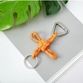 Orange braided paracord keychain with silver triangular carabiner and round key ring - Camo Orange
