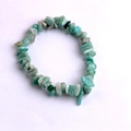 Handmade elastic bracelet featuring irregular light blue and green natural stone chips - Amazonite