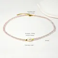 Pink crystal beaded necklace with a baroque freshwater pearl and 316L steel clasp - Pearl Crystal Style / 38+5cm / Pink