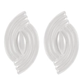 Silver-finish spiral teardrop earrings with a sleek minimalist metallic texture - Silver Spiral Texture Leaf Style (N-1146)