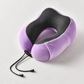 Cuscino da viaggio in memory foam con velluto viola e tessuto a rete nera - Viola Chiaro