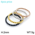 Set of four 2mm twisted stainless steel rings in black, gold, silver, and rose gold - US 7 / Multicolor Stackable Rings Set (KR102388-Z)