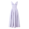 Elegant lavender strapless maxi dress with corset waist and pleated skirt for women - Light Purple