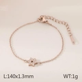 Elegante pulsera de hexagrama en oro rosa con cristales brillantes y cadena fina - Estilo Estrella de Hexagrama (KB82188-K) / Oro rosa