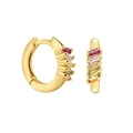 Orecchini a cerchio in oro 18K con zirconi colorati taglio baguette arcobaleno - Oro
