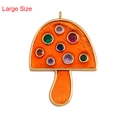 Large orange mushroom pendant with colorful gemstones and gold-plated copper finish - L245104-Orange Mushroom Large Size