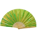 33cm Kung Fu fan featuring vibrant green laser iridescent film and bamboo ribs - 33CM / Holographic Green (Natural Bone)