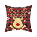 Christmas buffalo check pillow cover featuring a cute reindeer with Merry Christmas text - TQR31-5/Merry Christmas Reindeer