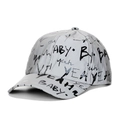 Reflecterende zilveren honkbalpet met zwarte graffiti-letters in een hiphop-stijl - Zwarte Graffiti (D)